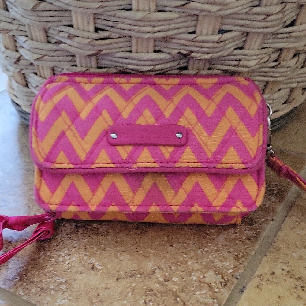 Vera Bradley Hot Pink & Orange Chevron Wristlet Clutch
